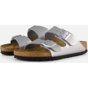 Birkenstock Arizona Slippers zilver Imitatieleer