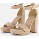 Ann Rocks Sandalen met hak beige Textiel