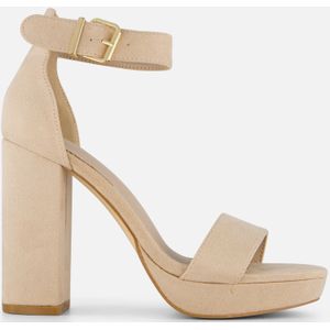 Ann Rocks Sandalen met hak beige Textiel