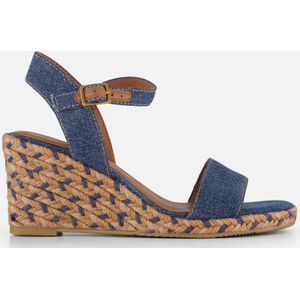 Tamaris Espadrilles met hak blauw Textiel