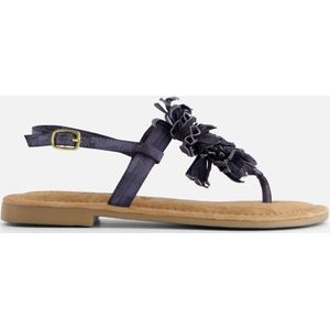 Lazamani Sandalen Flower zwart Leer