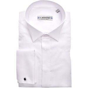 Ledub slim fit smoking overhemd - dubbele manchet en wing kraag - wit - Strijkvriendelijk - Boordmaat: 37