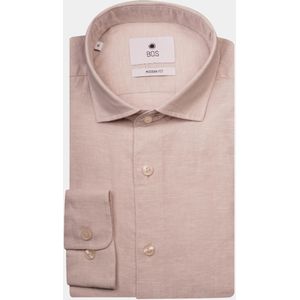 Bos Bright Blue Casual hemd lange mouw Beige Avenue Co-li-ws Plain Shirt L 23107AV01BO/800 natural