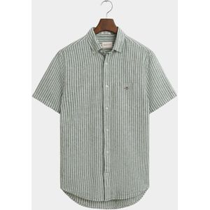 Gant Casual hemd korte mouw Groen REG COTTON LINEN STRIPE SS SH 3250039/318