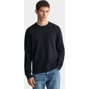 Gant Pullover Blauw Textured Cotton C-Neck 8050196/433