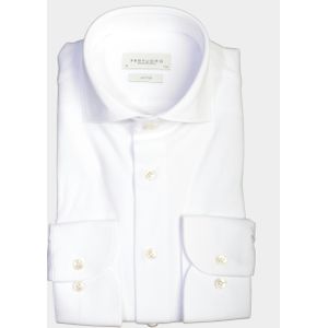 Profuomo Business hemd lange mouw Wit knitted shirt wit PP2HC10012/2