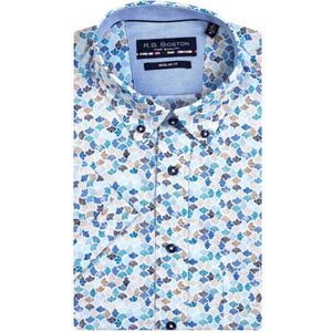 R.B. Boston Blauw Korte mouw shirt Regular Fit 316670/824