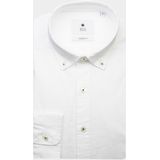Bos Bright Blue Casual hemd lange mouw Wit Wox Plain Washed Oxford Shirt 24107WO25BO/100 White