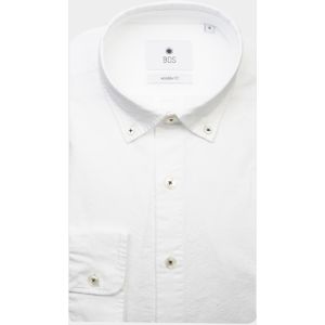 Bos Bright Blue Casual hemd lange mouw Wit Wox Plain Washed Oxford Shirt 24107WO25BO/100 White