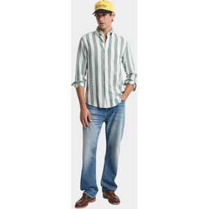 Gant Casual hemd lange mouw Groen REG COTTON LINEN BOLD STRIPE 3250043/318