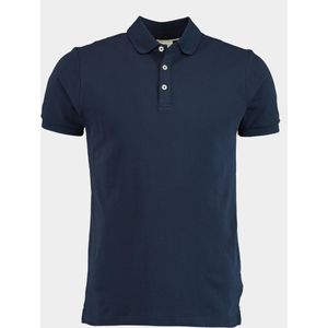 Bos Bright Blue Polo korte mouw Blauw Oscar Polo Fine Pique Plain 22108OS03BO/290 navy