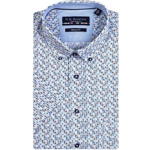 R.B. Boston Blauw Korte mouw shirt Regular Fit 316670/630