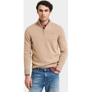 Trui GANT Men Cotton Half Zip Khaki Mel