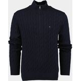 Tommy Hilfiger Pullover Blauw Classic Cotton Cable Zip Mock MW0MW36532/DW5