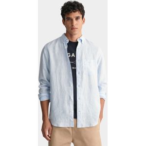 Gant Casual hemd lange mouw Blauw Linen Stripe Shirt 3240105/468
