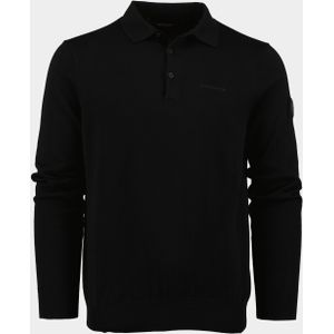 Airforce Polo lange mouw Zwart Knitwear Polo Longsleeve VEM0765/901