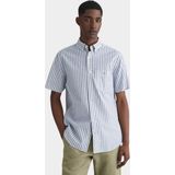 Gant Casual hemd korte mouw Blauw Cotton Linen Stripe SS Shirt 3240061/407