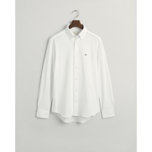 Gant Casual hemd lange mouw Wit Reg Jersey Pique Shirt 3230243/110 - Maat XL