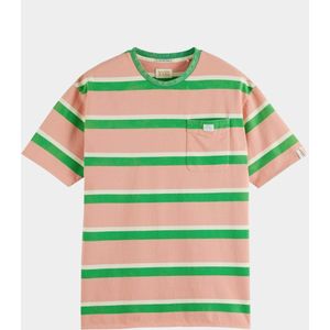 Scotch & Soda T-shirt korte mouw Roze Yarn dye stripe tee 171696/6071