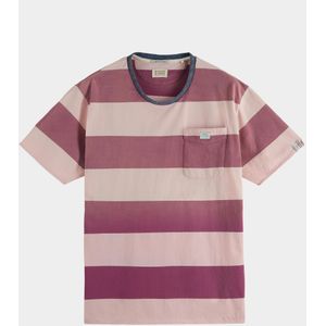 Scotch & Soda T-shirt korte mouw Roze Washed striped relaxed-fit T-s 169886/0221