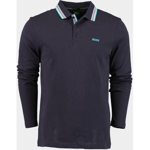 BOSS Green Polo lange mouw Blauw Plisy 10241663 01 50506191/402