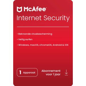 McAfee Internet Security | 1 Installatie | Jaarabonnement | Voor PC, mobiel &amp; tablet