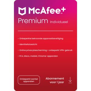 McAfee+ Premium Individual | 1 Jaar | Onbeperkt aantal apparaten | Nieuw (McAfee Plus Premium)