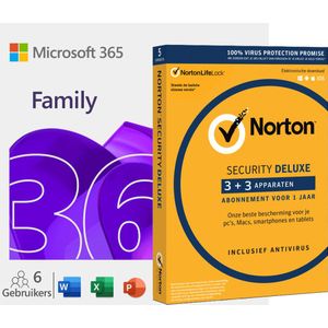 Voordeelbundel: Office 365 Home + Norton Security Deluxe 3 + 3 apparaten 1 jaar
