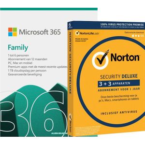Voordeelbundel: Office 365 Home + Norton Security Deluxe 3 + 3 apparaten 1 jaar