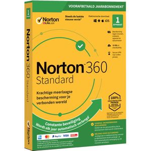 Norton 360 Standard | 1 Installatie | Jaarlicentie | Windows, Mac, Android &amp; iOS