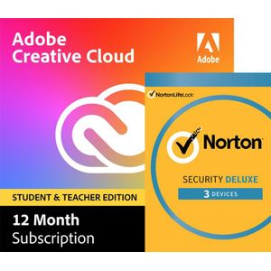 Adobe Creative Cloud (all apps) Student &amp; Teacher edition +  gratis Norton Security Deluxe | 3 Apparaten
