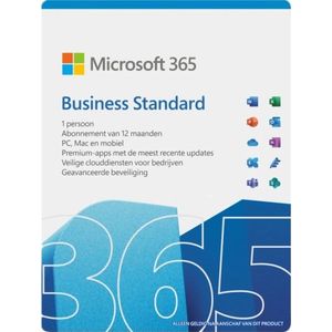 Microsoft 365 Business Standard Licentie | Jaarabonnement | 1 Gebruiker | 15 Apparaten