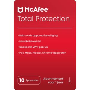 McAfee Total Protection | 10 Apparaten | Licentie voor 1 jaar | Ook voor tablet en mobiel