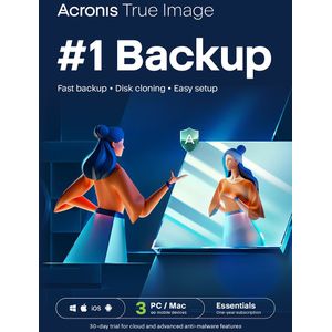Acronis True Image Essentials | 12 maanden lang | 3 installaties | voor Mobiel, PC en Mac