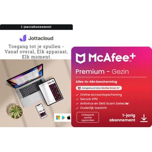 Jottacloud - McAfee+ Premium Family - Antivirus - Onbeperkt Aantal Apparaten - 1 Jaar