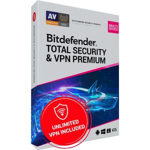 Bitdefender Total Security + VPN Premium 2024 | 3 Apparaten | 1 jaar | Windows - Mac - Android - iOS