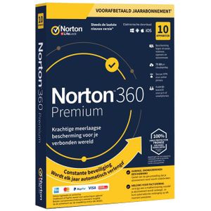 Norton 360 Premium | Jaarabonnement | 10 Apparaten | Automatische verlenging