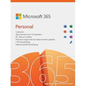 Office 365 Personal | 1 jarig abonnement | 5 installaties | Windows - Mac - Android - iOS