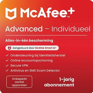 McAfee - McAfee+ Advanced Individual - Antivirus - 1 Jaar - Onbeperkt Aantal Apparaten