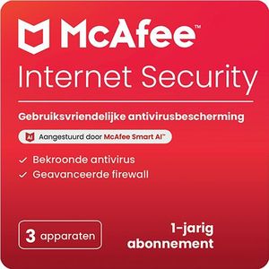 McAfee Internet Security | 1 Jaar | Geschikt voor 3 Apparaten | PC, mobiel of tablet