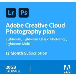 Adobe Photography Plan | 1 Gebruiker | 1 Jaar | 20 GB Cloud opslag