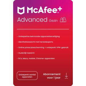 McAfee+ Advanced Family | 1 Jaar | Onbeperkt aantal apparaten | Nieuw (McAfee Plus Advanced)
