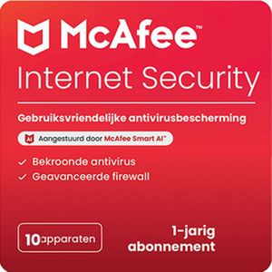 McAfee Internet Security | Geschikt voor 10 Apparaten | 1 Jaar | Windows, Mac, Android &amp; iOS