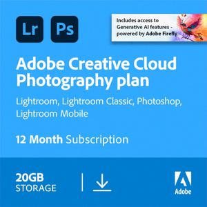 Adobe Photography Plan | 1 Jaar | 1 Gebruiker | 20 GB Cloud opslag