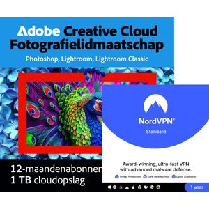 Adobe Photography Plan 1 TB + NordVPN standard | 1 Jaar