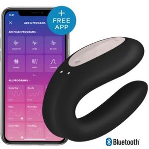 Satisfyer - Double Joy Bluetooth Stellen Vibrator Zwart