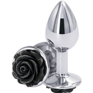 NS Novelties - Rear Assets Rose Aluminium Buttplug Small Zwart