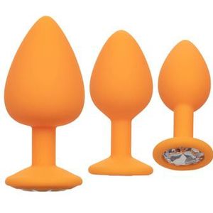 CalExotics - Cheeky Gems Diamant Buttplug Set 3 Maten Oranje