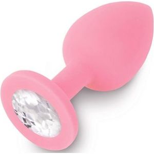 Dolce Piccante - Jewellery Silicone Butt Plug Met Diamant Lichtroze