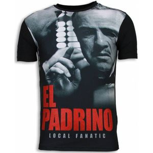 El Padrino Face - Digital Rhinestone T-Shirt - Zwart
